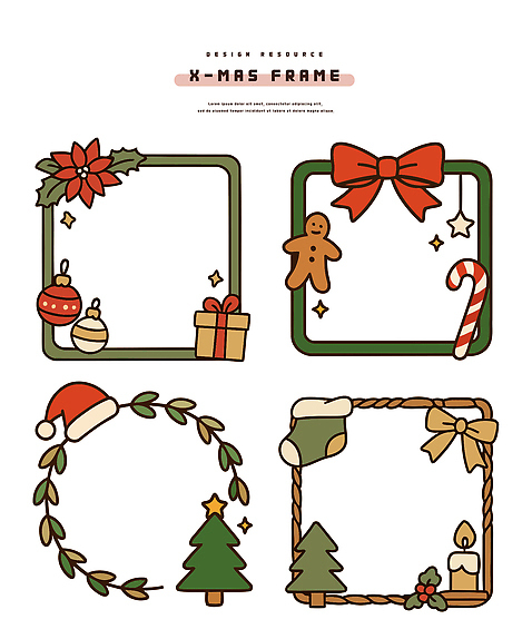 디자인 기념일 상징 컬러 백그라운드 크리스마스 겨울 일러스트 프레임 선물 이벤트 그래픽 장식 크리스마스트리 파티 쿠키 축제 홀리데이 국내일러스트 AI파일 계절 휴가 디저트 파일형식 벡터