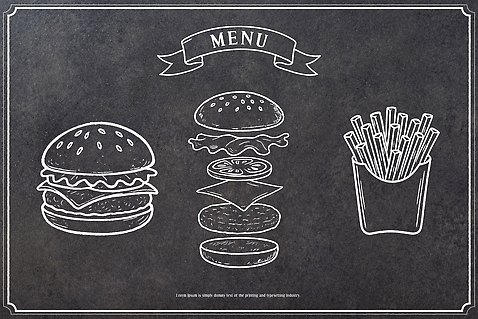 음식 일러스트 디저트 패스트푸드 흑백 요리 그래픽 식당 레스토랑 식사 감자튀김 햄버거 프레젠테이션 모던 메뉴 드로잉 패널 디지털아트 스타일 국내일러스트 AI파일 감자 촬영기법 미술 상점 튀김 인스턴트 파일형식 벡터