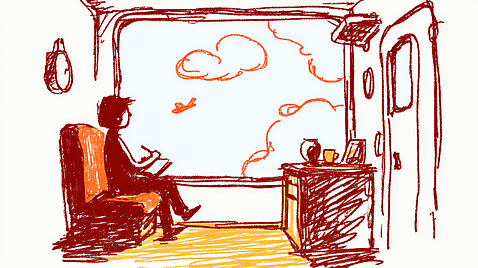 JPG 생각 일러스트 창문 하늘 비행기 사람 앉기 일상 공책 감상 관찰 시간 그리기 분위기 편안함 스케치 창가 조용 국내일러스트 AI일러스트 AI콘텐츠 컨셉 항공교통 모션 문구용품 대중교통 미술 라이프 감각 파일형식