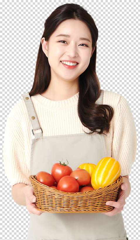 계절 아시아 농업 채소 표정 사람 생태계 파일형식 여자 미소 신선 과일 토마토 바구니 농작물 건강 식사 자연 농사 한국 요리 사계절 편집이미지 PNG