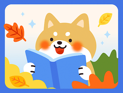 캐릭터 행복 반려견 컬러 잎 일러스트 모션 자연 사랑 풍경 책 파란색 친구 독서 귀여움 소리 강아지 즐거움 국내일러스트 AI파일 식물 감정 컨셉 관계 반려동물 개 생태계 파일형식 벡터