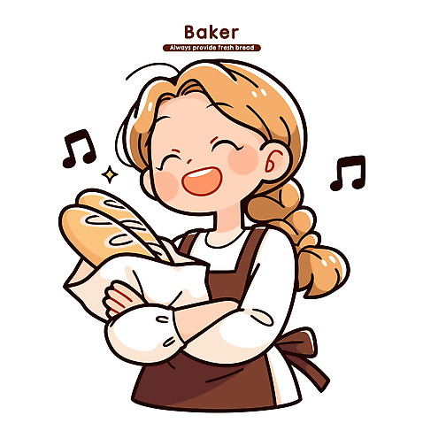 손 여자 행복 음식 빵 유니폼 일러스트 재료 디저트 따뜻함 사랑 요리 웃음 일상 주방 신선 작업 계산대 만들기 제빵 제빵사 국내일러스트 AI파일 직업 옷 감정 모션 표정 사람 라이프 신체부위 제과제빵 파일형식 벡터