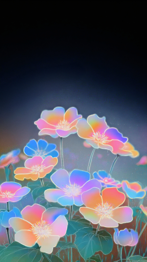 JPG 식물 꽃 감정 화초 예술 컬러 일러스트 자연 밤하늘 조명 풍경 장식 빛 환경 화사함 감성 뷰티풀 색감 환상 국내일러스트 AI일러스트 AI콘텐츠 컨셉 하늘 야간 생태계 파일형식