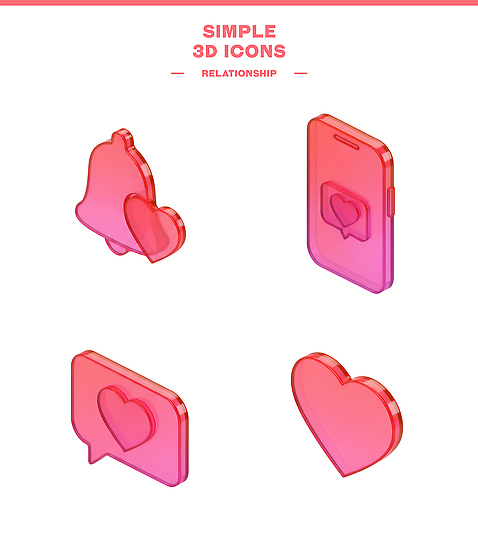PSD 아이콘 디자인 감정 관계 사랑 3D아이콘 3D 디지털 표현 연결 심볼 소통 연분홍색 미니멀 분홍색 컨셉 디지털합성 파일형식