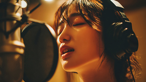 JPG 편집이미지 여자 감정 음악 노래 스튜디오 조명 음악가 음반 집중 연습 마이크 목소리 보컬 아티스트 창작 프로듀서 의료성형뷰티 편집실사 AI인물포토 AI콘텐츠 직업 음향기기 컨셉 문화예술 사람 CG 파일형식 AI포토