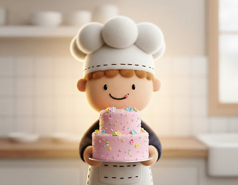 JPG 편집이미지 캐릭터 기념일 분홍색 재료 디저트 요리 미소 케이크 주방 요리사 도구 달콤 제빵 제빵사 아기자기 편집3D AI컴퓨터그래픽 AI콘텐츠 직업 음식 컬러 컨셉 표정 이벤트 3D 제과제빵 맛 파일형식