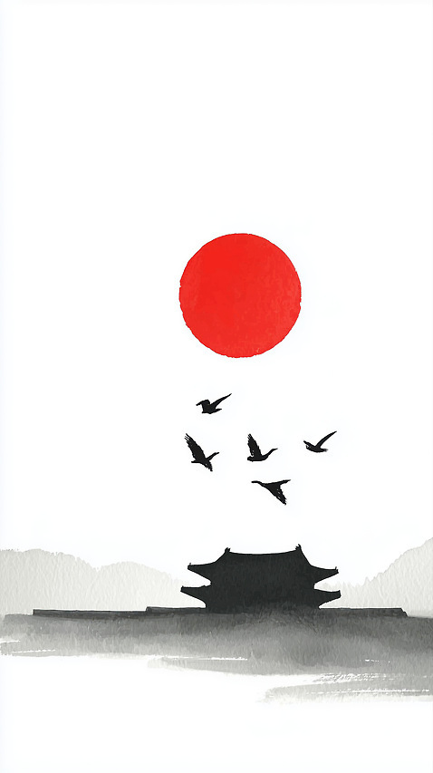 JPG 전통 실루엣 문화 일러스트 자연 조류 하늘 한옥 미술 풍경 평화 일출 고요 일몰 연못 사원 저녁 묘사 그림 국내일러스트 AI일러스트 AI콘텐츠 동물 한국전통 컨셉 고건축 비즈니스 문화예술 촬영기법 노을 야간 생태계 파일형식