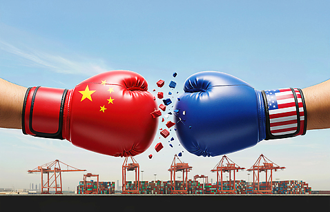 JPG 편집이미지 상징 백그라운드 경제 항구 미국 중국 경쟁 권투 글러브 컨테이너 충돌 무역 갈등 국제관계 관세 이미지편집 AI컴퓨터그래픽 AI콘텐츠 산업 아시아 스포츠용품 장갑 컨셉 북아메리카 교통시설 격투기 국제 세금 파일형식