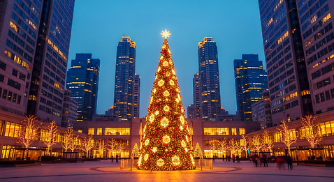 JPG 나무 편집이미지 감정 크리스마스 겨울 야경 조명 서울 여러명 장식 빛 크리스마스트리 고층빌딩 축제 도시 광장 편집실사 AI포토 AI콘텐츠 식물 계절 기념일 다수 한국 사람 빌딩 야간 CG 파일형식 풍경_경치