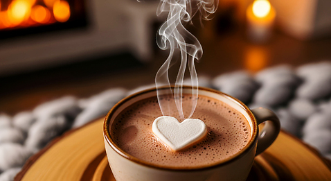 JPG 편집이미지 음료 겨울 탁자 휴식 디저트 따뜻함 카페 하트 분위기 연기 저녁 편안함 코코아 마시멜로우 카페인 편집실사 AI포토 AI콘텐츠 모양 계절 음식 가구 컨셉 상점 감각 야간 CG 파일형식
