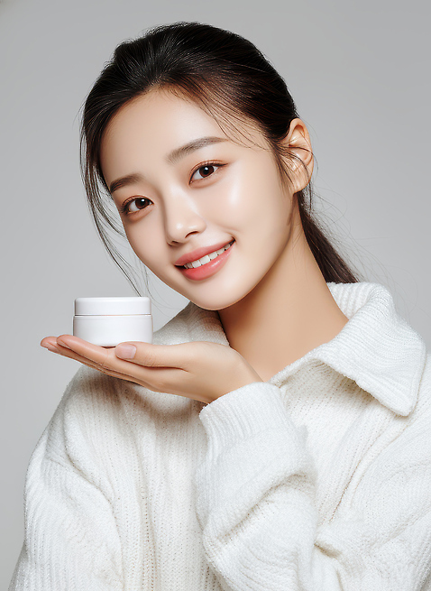 JPG 모델 편집이미지 미소 웃음 화장 뷰티 화장품 스웨터 크림 피부관리 스킨케어 뷰티풀 의료성형뷰티 편집실사 AI인물포토 AI콘텐츠 상의 표정 CG 파일형식 AI포토