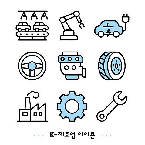 아이콘 산업 육상교통 공업 자동차 파일형식 벡터 전기자동차 로봇 엔진 타이어 공장 기어 도구 기계 기술 제조 2D아이콘 AI파일 제조업