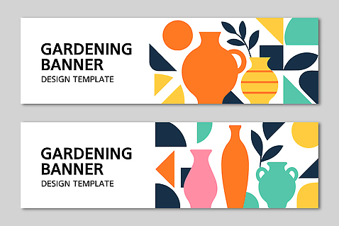 도형 식물 템플릿 디자인 배너 배너템플릿 화분 컬러 자연 그래픽 정원 꽃병 알림 모던 원예 가꾸기 마케팅 AI파일 꽃 취미 생태계 파일형식 벡터
