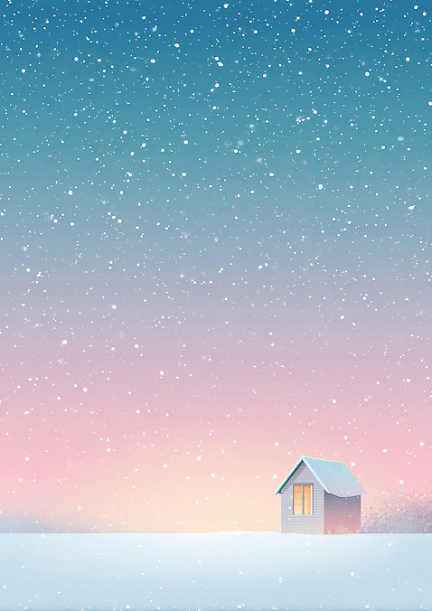 JPG 겨울 일러스트 자연 하늘 날씨 주택 따뜻함 풍경 빛 평화 고요 편안함 소원 풍경화 눈내림 국내일러스트 AI일러스트 AI콘텐츠 계절 컨셉 눈_날씨 건물 감각 그림 생태계 파일형식