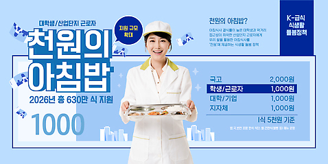 템플릿 학생 교육 지폐 학교 식사 연도 정책 파일형식 벡터 프로그램 지원 대학교 가격 정보 안내 2026년 건강 아침식사 AI파일 이미지템플릿 천원 정부정책 산업근로자 대학생