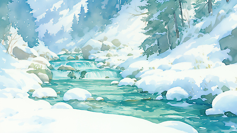 JPG 나무 겨울 일러스트 자연 날씨 산 풍경 물 강 평화 계곡 얼음 소리 흐름 탐험 눈 신선 차가움 숲 멋 수원 국내일러스트 AI일러스트 AI콘텐츠 자연요소 식물 계절 컨셉 생태계 경기도 파일형식