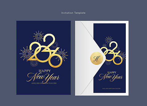 템플릿 컬러 컨셉 새로움 카드_감사 공휴일 예절 연도 출발 파일형식 벡터 2026년 새해 인사 디자인 봉투 금색 메시지 연하장 축하 새출발 연휴 축제 모임 이미지템플릿 AI파일 말 병오년 카드템플릿 감사카드