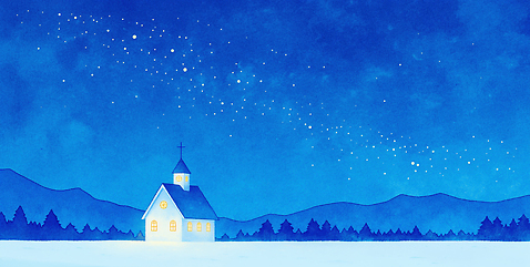 JPG 건축 별 기독교 종교 하늘색 크리스마스 겨울 일러스트 자연 밤하늘 하늘 조명 산 따뜻함 풍경 빛 교회 고요 공간 숲 별빛 국내일러스트 AI일러스트 AI콘텐츠 자연요소 계절 기념일 종교건축 건물 파란색 야간 생태계 파일형식