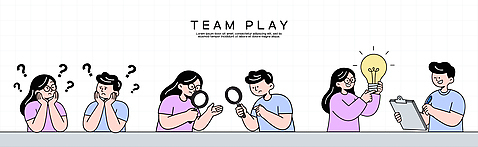 생각 일러스트 모션 협력 아이디어 실험 여러명 도구 관찰 그룹 결과 계획 토론 고민 발견 문제해결 시도 제안 국내일러스트 AI파일 감정 다수 컨셉 사람 파일형식 벡터