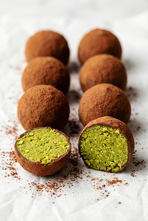 JPG 편집이미지 컬러 재료 디저트 요리 내부 유행 초콜릿 원형 달콤 일렬 피스타치오 편집실사 두바이초콜릿 AI포토 AI콘텐츠 트러플 두바이쫀득쿠키 도형 음식 버섯 견과류 맛 CG 파일형식