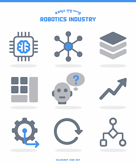 아이콘 컨셉 전자제품 파일형식 벡터 로봇 산업 기술 그래픽 혁명 컴퓨터 AI_인공지능 자료 기계 자동화 연결 네트워크 기어 성장 2D아이콘 AI파일