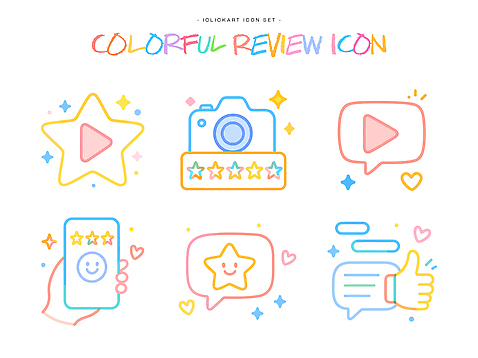 자연요소 아이콘 컨셉 신체부위 전자제품 핸드폰 스마트기기 쇼핑 온라인 파일형식 벡터 리뷰 컬러 디자인 별 카메라 비디오 스마트폰 손 좋음 도안 그래픽 표현 2D아이콘 AI파일 마케팅 온라인쇼핑