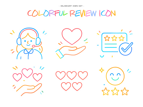 자연요소 모양 아이콘 감정 신체부위 쇼핑 확인 온라인 파일형식 벡터 리뷰 컬러 사람 손 하트 별 체크표시 피드백 사랑 그래픽 디자인 세트 표현 2D아이콘 AI파일 마케팅 온라인쇼핑