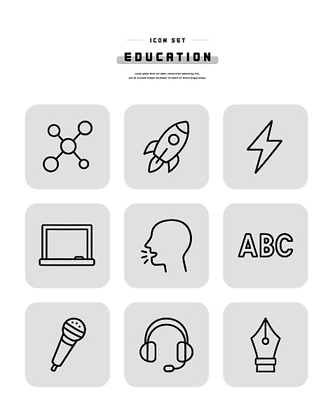 아이콘 교육 음향기기 컨셉 전자제품 필기구 헤드폰 파일형식 벡터 과학 기술 문자 컴퓨터 마이크 헤드셋 펜 학습 교양 커뮤니케이션 창의성 발전 혁명 2D아이콘 AI파일 라인아이콘