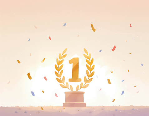 JPG 1 기념일 감정 상징 일러스트 성공 이벤트 축제 기쁨 금색 축하 우승 분위기 중앙 트로피 장면 시상 시상식 연말 국내일러스트 AI일러스트 AI콘텐츠 컬러 컨셉 최고 상_우승 파일형식