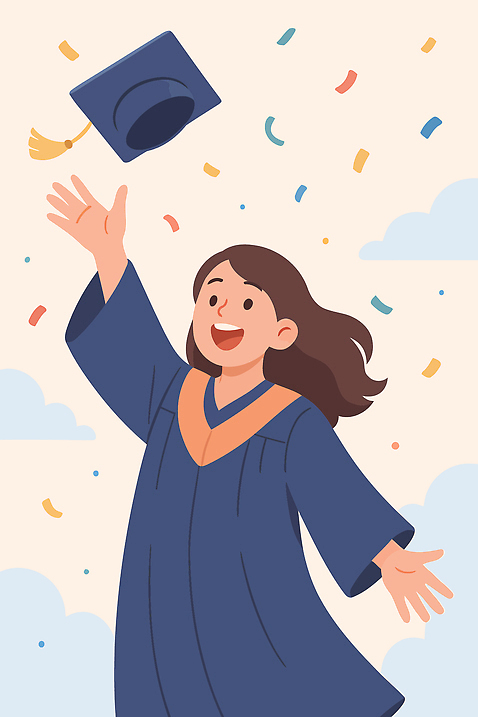교육 감정 종이 컨셉 졸업 학교 표정 이벤트 신체부위 파일형식 벡터 졸업식 대학교 학생 기쁨 축하 색종이 하늘 웃음 성공 기념일 손 즐거움 미래 꿈 AI파일 국내일러스트 일러스트