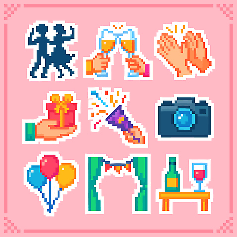 감정 가구 컨셉 관계 말하기 이벤트 신체부위 파일형식 벡터 축하 파티 친구 건배 행복 선물 풍선 모션 소리 손 즐거움 음료 탁자 장식 모임 대화 시간 국내일러스트 일러스트 AI파일 오브젝트 픽셀