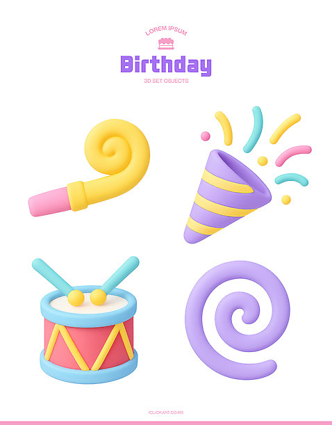 모양 PSD 편집이미지 기념일 컬러 이벤트 장식 파티 축하 생일파티 생일 즐거움 오브젝트 촛대 드럼 조화 편집3D 감정 컨셉 타악기 3D 파일형식