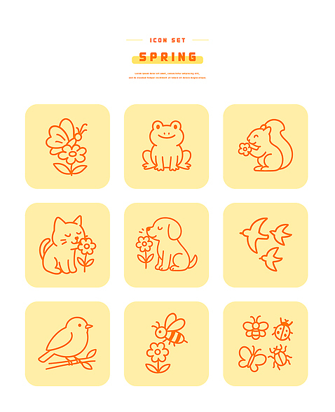 식물 동물 계절 곤충 포유류 양서류 반려동물 설치류 생태계 파일형식 벡터 봄 꽃 나비 개구리 다람쥐 고양이 개 조류 자연 그래픽 디자인 AI파일 일러스트 국내일러스트