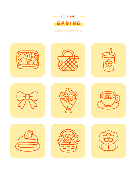 식물 계절 꽃 음식 컨셉 디저트 파일형식 벡터 봄 바구니 음료 다과 케이크 꽃다발 리본 이벤트 축제 분위기 AI파일 일러스트 국내일러스트