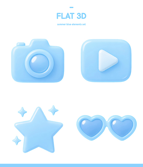 모양 PSD 아이콘 디자인 별 컬러 그래픽 여름 파란색 3D아이콘 3D 카메라 하트 재생 평면 자연요소 계절 전자제품 디지털합성 파일형식