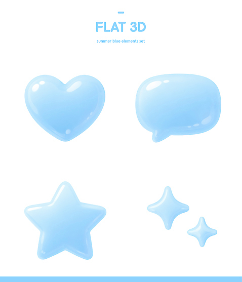 모양 PSD 아이콘 디자인 별 여름 파란색 세트 3D아이콘 3D 하트 심플 소프트 자연요소 계절 컬러 디지털합성 파일형식