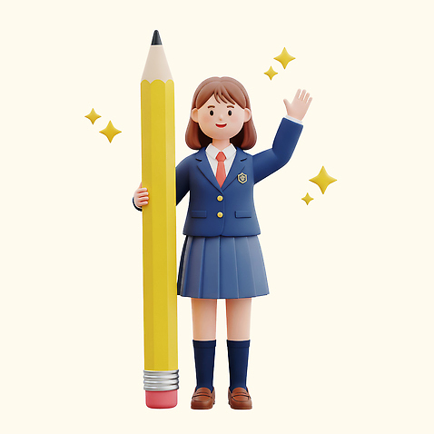 PSD 편집이미지 캐릭터 손 디자인 교육 교복 학교 응원 웃음 소녀 학습 연필 귀여움 오브젝트 중고등학생 편집3D 옷 여자 어린이 컨셉 중학생 고등학생 학용품 표정 신체부위 필기구 3D 파일형식