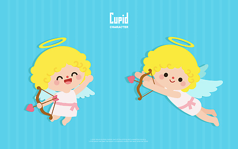 캐릭터 여자 남자 감정 어린이 컬러 컨셉 모션 화살 사람 파일형식 벡터 큐피드 사랑 파란색 행복 표정 아기 날개 그리기 디자인 장면 소년 소녀 천사 귀여움 스타일 일러스트 AI파일 일러캐릭터 사랑의화살