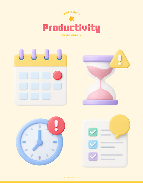 PSD 아이콘 시계 관리 경고 3D아이콘 도구 시간 계획 알림 모래시계 목록 시간측정 체크리스트 모래 컨셉 측정 파일형식