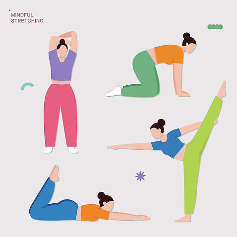 웰빙 여자 포즈 일러스트 요가 모션 건강 운동 헬스 스트레칭 유연 피로회복 하체운동 국내일러스트 AI파일 사람 회복 파일형식 벡터