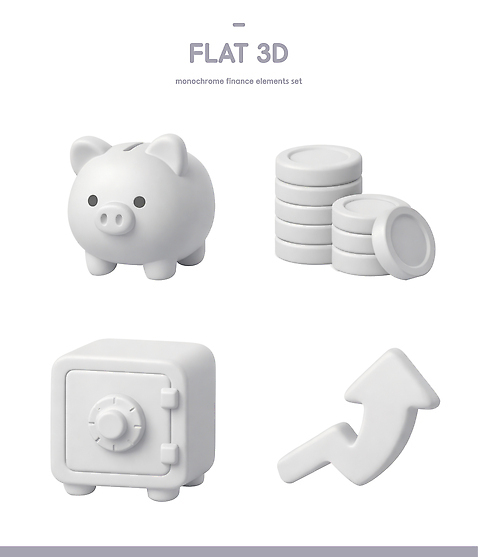 PSD 아이콘 돈 비즈니스 흑백 금융 경제 3D아이콘 동전 회색 저축 저금통 재산 투자 상승 통화 자본 재정 컬러 컨셉 모션 촬영기법 파일형식