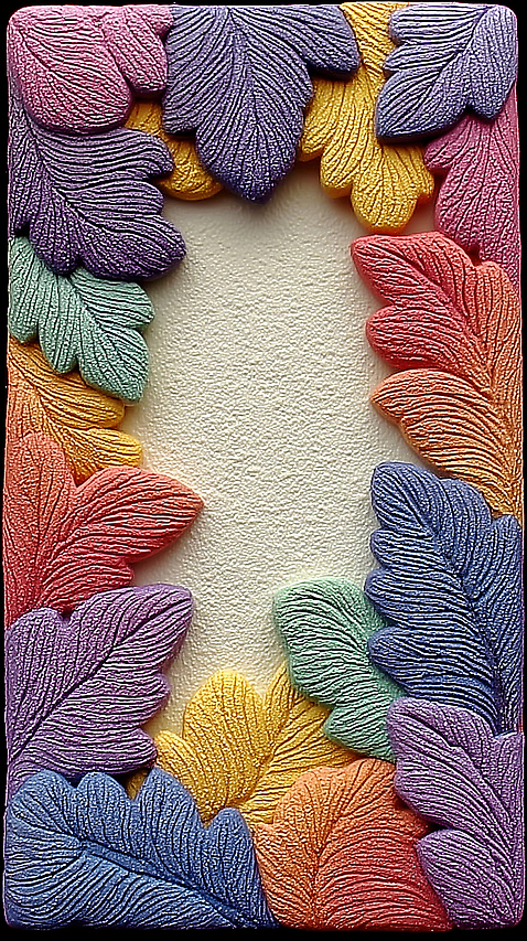 JPG 모양 편집이미지 디자인 예술 컬러 백그라운드 잎 재료 프레임 장식 공예 질감 이미지편집 AI컴퓨터그래픽 AI콘텐츠 식물 취미 파일형식