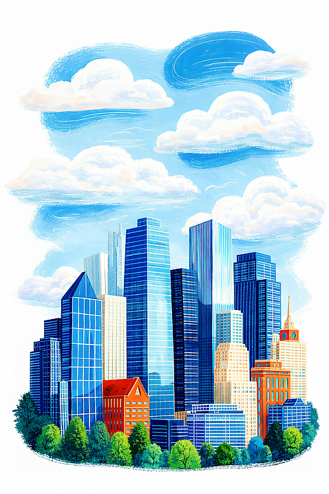 공공시설 풍경 빌딩 라이프 도시 생태계 파일형식 AI콘텐츠 고층빌딩 하늘 컬러 건축 대도시 모던 일상 공원 거리 디자인 자연 환경 그래픽 경관 JPG 일러스트 국내일러스트 AI일러스트