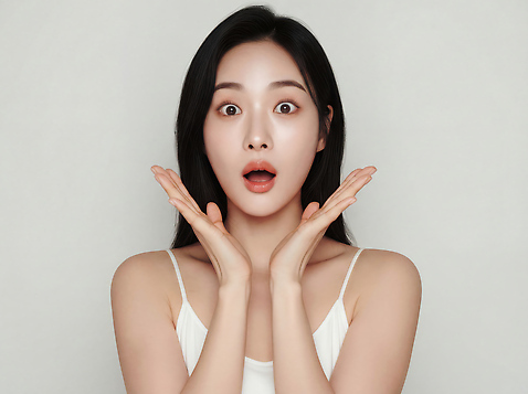 JPG 편집이미지 여자 감정 얼굴 포즈 백그라운드 조명 손짓 촬영 놀람 양손 대칭 의료성형뷰티 편집실사 AI인물포토 AI콘텐츠 손 모션 표정 사람 신체부위 CG 파일형식 AI포토