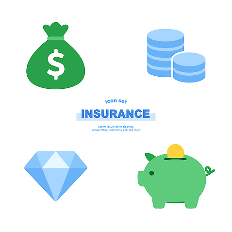 아이콘 돈 안전 금융 세트 저축 저금통 재산 보석 재테크 통장 투자 보험 보장 재정 2D아이콘 AI파일 비즈니스 경제 광석 파일형식 벡터