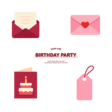 디자인 기념일 컬러 일러스트 봉투 이벤트 그래픽 장식 파티 꼬리표 하트 축하 생일 편지 국내일러스트 AI파일 모양 컨셉 라벨 파일형식 벡터