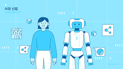 기호 디자인 산업 일러스트 통신 미래 협력 기술 사람 그래픽 파란색 디지털 자료 네트워크 로봇 전자 혁명 개발 소프트웨어 자동화 AI_인공지능 국내일러스트 AI파일 문자 컬러 컨셉 파일형식 벡터