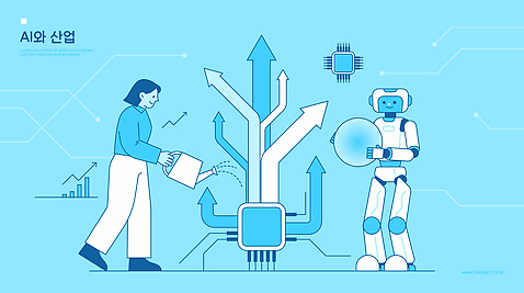 산업 일러스트 미래 협력 기술 실험 사람 그래픽 자료 기계 정보 작업 발전 로봇 장면 시스템 혁명 개발 자동화 AI_인공지능 국내일러스트 AI파일 컨셉 파일형식 벡터