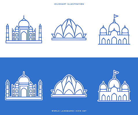 아이콘 건축물 디자인 건축 문화 여행 세계 세계여행 인도 기념물 타지마할 랜드마크 2D아이콘 AI파일 아시아 세계문화유산 파일형식 벡터