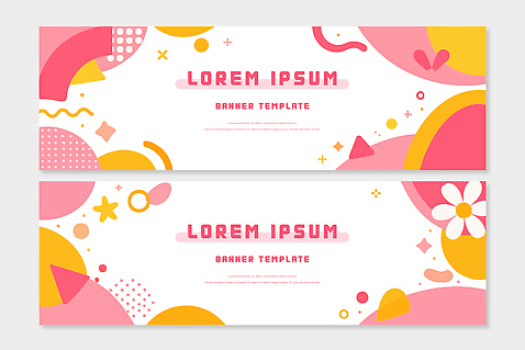 도형 템플릿 디자인 배너 배너템플릿 가로배너 분홍색 컬러 백그라운드 패턴 그래픽 장식 노란색 현수막 만들기 보여주기 조합 AI파일 무늬 모션 가로 파일형식 벡터